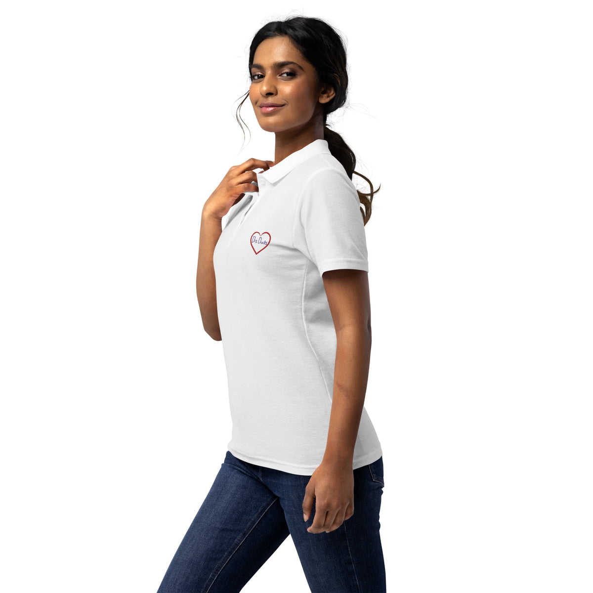 I LOVE Dis Dads Women’s Pique Polo Shirt Mom Approved